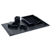 Black Bonded Leather Desk Set, 5pc